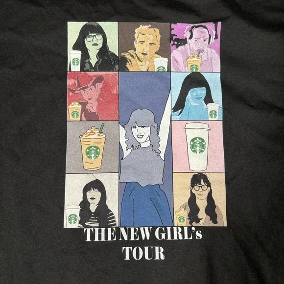 New Girl's Tour Starbucks Parody Graphic Long Sleeve Tee Black 3XL Pop Culture - Picture 3 of 12